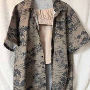 Men's Casual Island Print Shirt